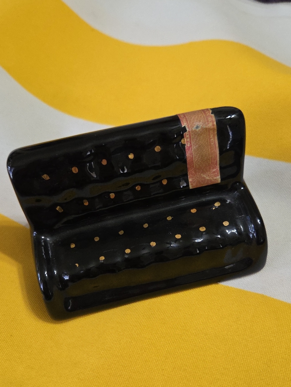 Vintage Jim Beam Couch Sofa Decanter Black Gold Ceramic Bourbon Bottle